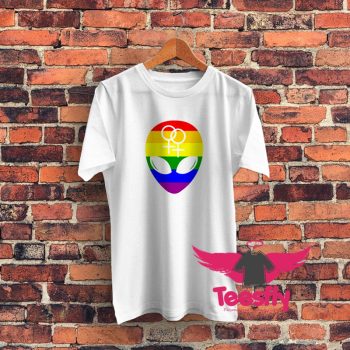 Gay Pride Flag Alien Graphic T Shirt