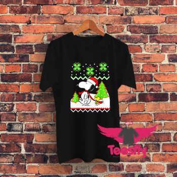 Santa Peanuts Snoopy And Woodstock Graphic T Shirt